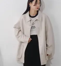 【2024SSカタログ掲載/襟2WAY】フェイクレザーシャツジャケット