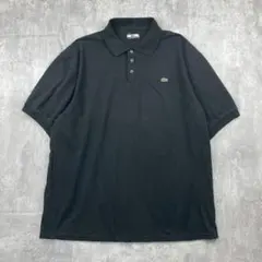 LACOSTE 黒 鹿の子 半袖ポロシャツ ワニ刺繍 ワンポイント