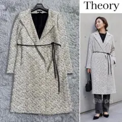 Theory セオリー ダブルフェイス リバーコート カシミヤ グレー フード