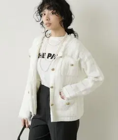 Whim Gazette ウィムガゼット ツイードニットジャケット