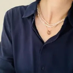 淡水パール　三連ネックレス　チョーカー