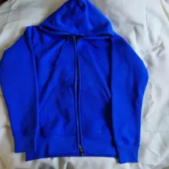 青色 フルジップ パーカー フード付き