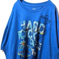 ハードロックカフェ ラスベガス デカロゴ Tシャツ ブルー 青 2XL 古着