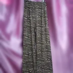 新品 BRILLANTE ゼブラ柄 ワイドパンツ M〜L対応 ブラウン系9339