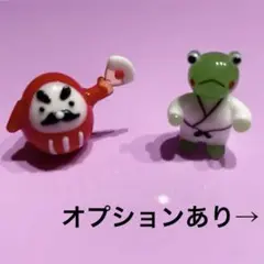 ガラス細工　ミニチュア　カエル柔道　応援達磨