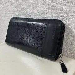 【人気】COACH ブラック レザー 長財布ラウンドジップ