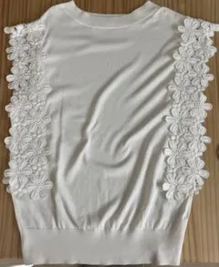 tocco closet ホワイト 花柄レース ノースリーブニット