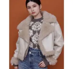 MURUA ヴィンテージライクショートフェイクムートン アイボリー