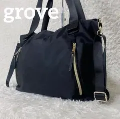 高機能2way／grove トートバッグ　ショルダー　大容量　A4可　黒