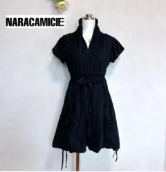 【ナラカミーチェ】キーネックフラワーレースバルーンチュニックワンピース　コットンのサムネイル
