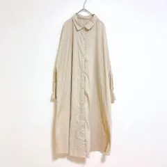 ジーユー　シャツワンピース　ロングワンピース　ベージュ　M 長袖　薄手　羽織り