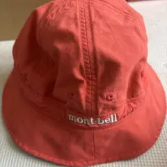 mont-bell キッズハット リバーシブル　オレンジ・チェック
