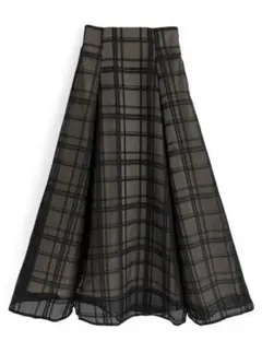 チェック柄シアーフレアスカート[tu1082]