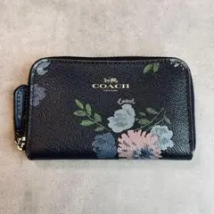 COACH ピオニー フラワー プリント ラウンド ファスナー　コインケース