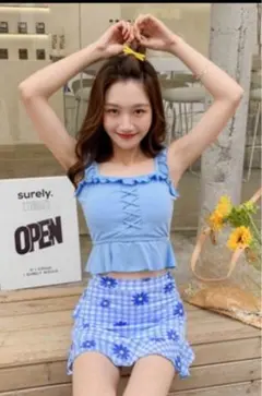 タンニン　セパレート水着　ブルー　可愛い　夏　プール