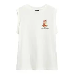 【新品】GU ディズニーコラボ　アリス　ノースリーブTシャツホワイト