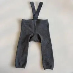 ダークグレーリブ編み サスペンダー付きレギンス　韓国子供服