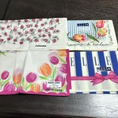 ELLE.マリークレール、レノマのハンカチ4枚組