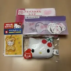 ハローキティ アクリルチャーム　ステッカーセット　マスコット　フェイスタオル