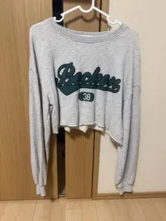 WEGO ロゴプリント クロップド スウェット グレー M