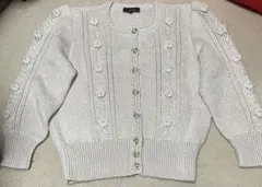 美品 レリアン シルク ウール モヘア ニット カーディガン 花 パール 日本製