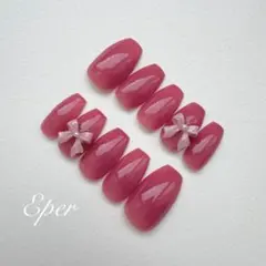 ネイルチップ ピンク ちゅるん ワンカラー 韓国 ワンホン フレンチガーリー