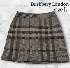 バーバリーロンドン メガノバチェック スカート　ブラウン 40 ウール Aライン