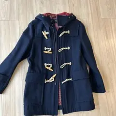 BURBERRY 裏地チェック ウール メルトン ダッフルコート ロゴトグル 紺