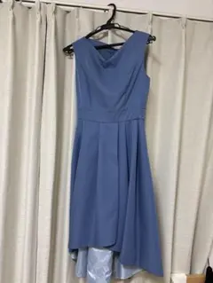 ブルー Aライン パーティードレス Vネック