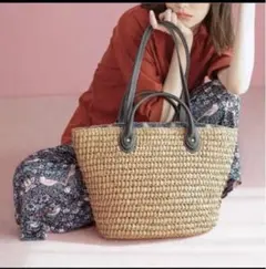 フェリシモ リブインコンフォート いちご泥棒柄かごバッグ