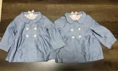 双子　おそろい　トレンチコート　上着　ウィンドブレーカー　リボン