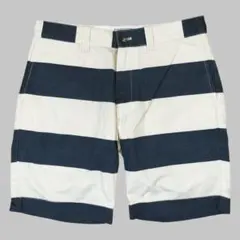 【未使用品】フリークスストア 太ボーダーハーフパンツ ネイビーMサイズ