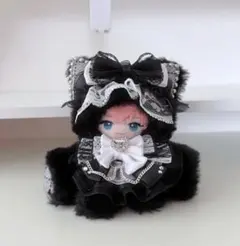 おすわりぬい服 猫耳 黒色 にじぱぺっと 10〜12cm 地雷系 ゴシック系