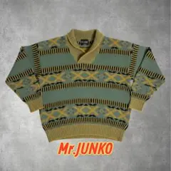 ヴィンテージ 90s Mr.JUNKO コットンリネン混紡 リブニットセーター 