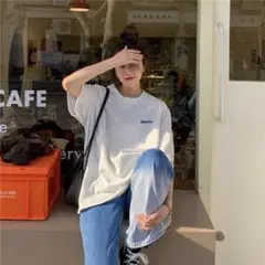 Newtro オーバーサイズ　ロゴプリントTシャツ　8368 半袖 グレー