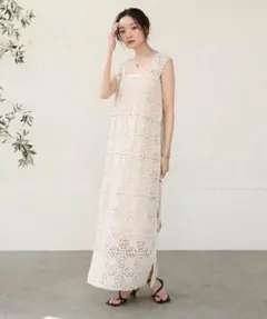 Bab クロシェロングワンピース