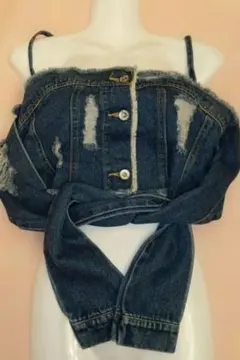 HeIm デニムオフショルダートップス