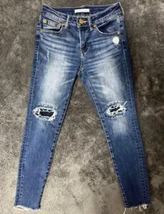 AZUL BY MOUSSY スキニーデニム ダメージ加工 XS