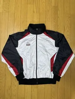 【美品】kappa ナイロンジャケット 収納フード有り L ホワイト×ブラック