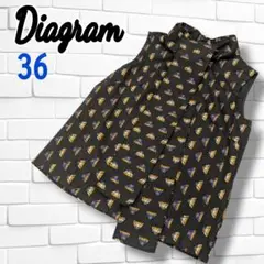 【美品】Diagram ジオメジャガードノースリーブ　ブラウス　日本製