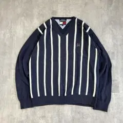 90s オールドトミー ボックス 短丈 ニット L 紺 プレッピー y2kのサムネイル