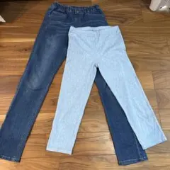 デニム・ライトブルー ストレートパンツ レギンス　スパッツ　150 ユニクロ