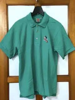 90s ディズニーヴィンテージ ミッキーマウス刺繍 ポロシャツ S/M 緑