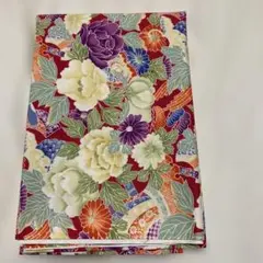 花柄 綿プリント生地 赤地和柄