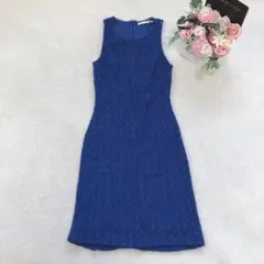 ザラ ノースリーブワンピース パーティードレス レース シンプル ベーシック 青