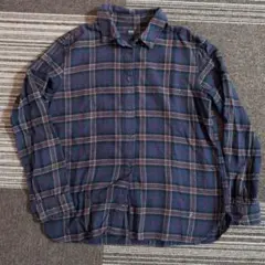 UNIQLO ネイビー系チェック 長袖シャツ Lサイズ