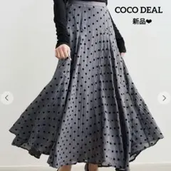 【COCO DEAL】フロッキードットフレアスカート