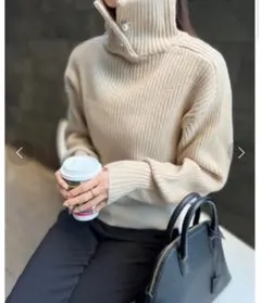 パール釦2wayネックニットプルオーバー