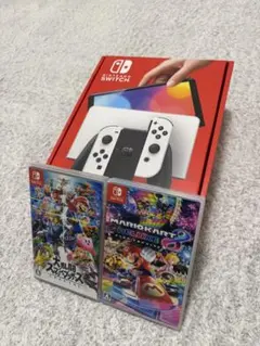 Switch有機ELホワイト本体＋マリカ8DX＋スマブラSP