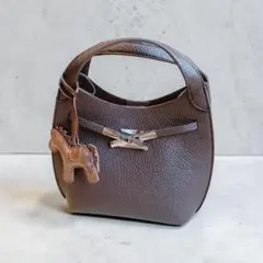 【高見え】ダークブラウン ハンドバッグ 2way ショルダーバッグ チャーム付き